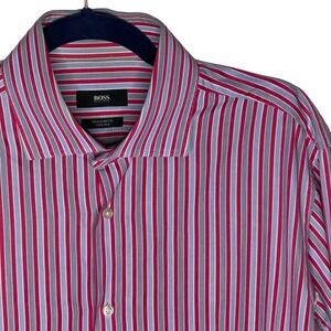 Hugo Boss Gerald Regular Fit Two Ply Dress Shirt Men's 42 16 1/2 Italian Cotton.